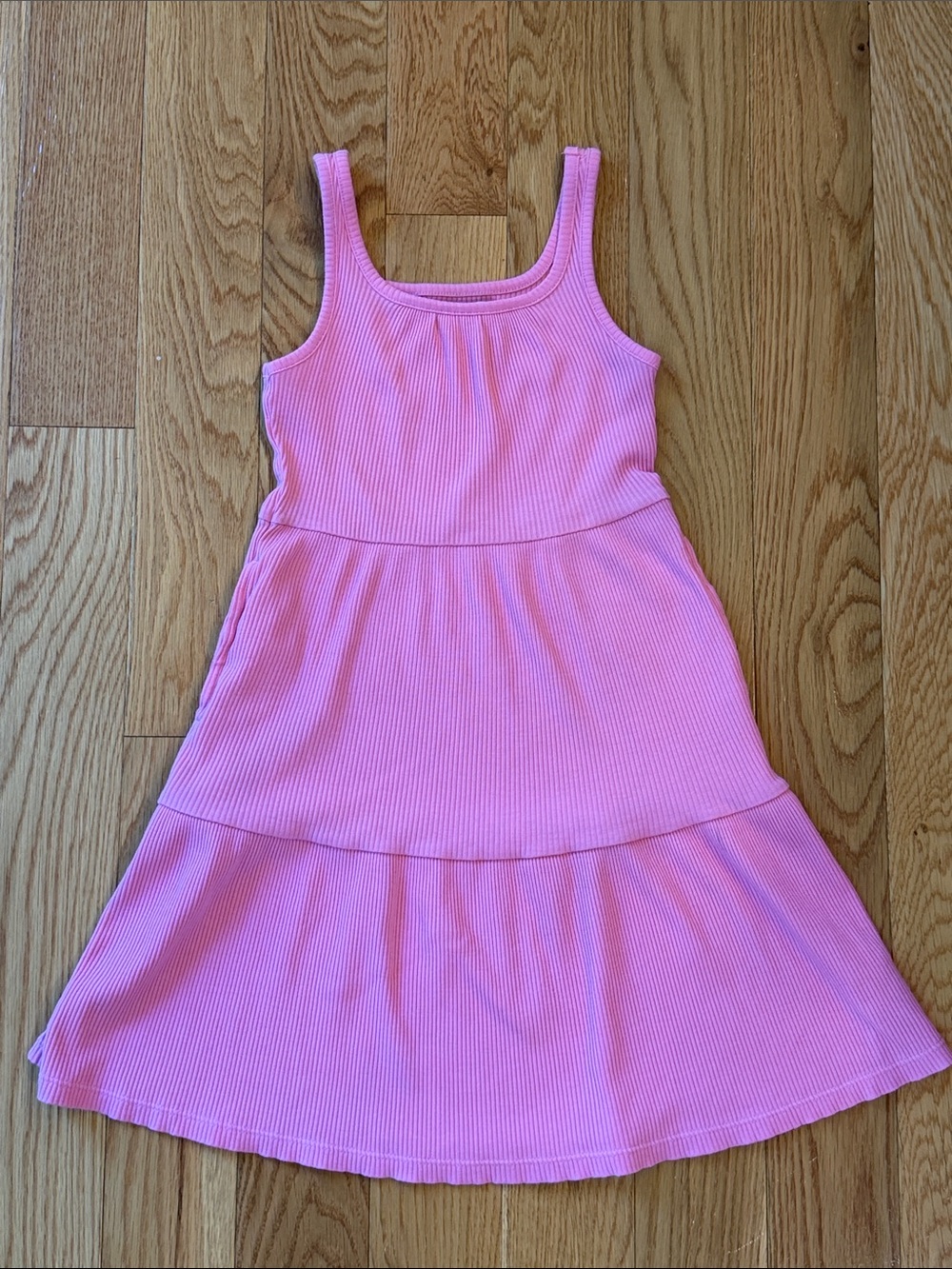 Old Navy Pink Ribbed Tank Dress with Tiered Skirt